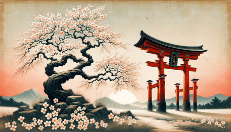 Japanese Cherry Blossom Wallpaper design file showing detailed sakura blossoms and torii gate pattern