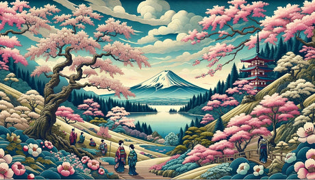 Mount Fuji cherry blossom wallpaper design file showing detailed artwork and pattern