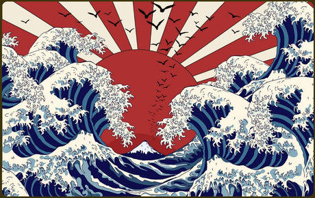 Japanese Great Wave and Red Sun design file showing intricate wave pattern and color details