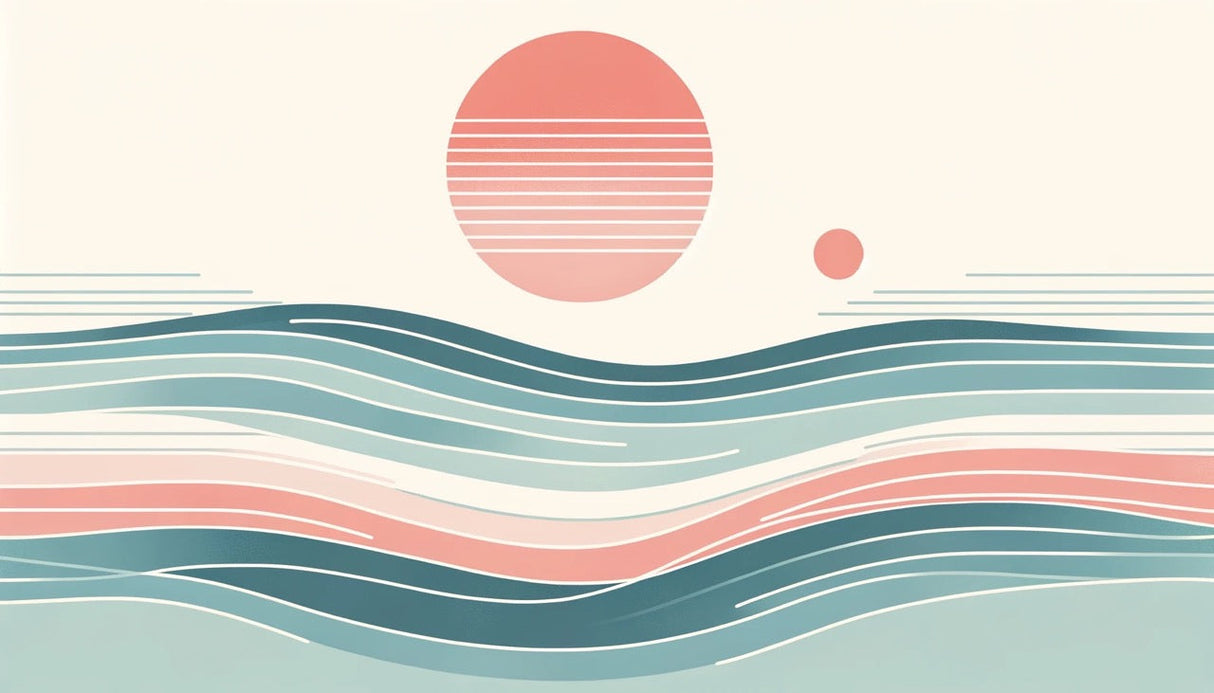 Japanese minimalist sunset waves design file showing detailed wave patterns and gradient colors
