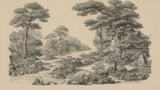 Monochrome Japanese landscape design file showing intricate ink wash painting style