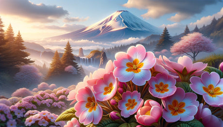 Mount Fuji and cherry blossom wallpaper design file showing intricate details and soft color palette