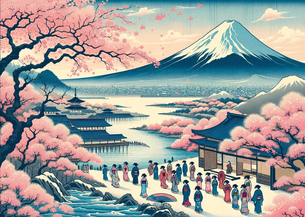 Mount Fuji cherry blossom design file showing detailed Japanese landscape pattern