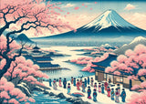 Mount Fuji cherry blossom design file showing detailed Japanese landscape pattern