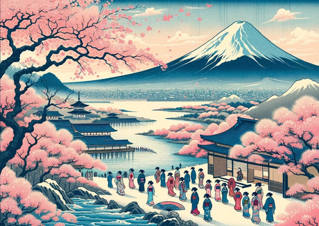 Mount Fuji cherry blossom design file showing detailed Japanese landscape pattern