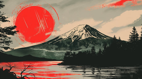 Mount Fuji red sun design file showing detailed Japanese art pattern and textures