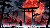 Japanese red moon and torii gate design file showing detailed artwork pattern