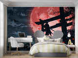 Anime-style Japanese wallpaper making statement in teen bedroom