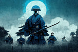 Japanese samurai warrior design file showing intricate moonlight details and authentic armor elements