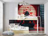 Japanese mural installed in contemporary gaming room showing scale