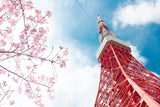 Design file of Tokyo Tower and cherry blossoms mural showing intricate pattern details