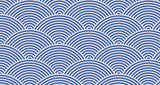 Japanese geometric wave pattern design file showing intricate navy blue and white seigaiha motif