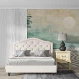 Zen bamboo wall mural bringing serenity to meditation room with natural light