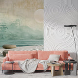 Zen bamboo wallpaper creating calm home office environment