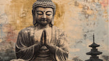 Zen Buddha and pagoda design file showing intricate details and golden-beige color palette