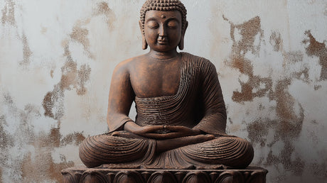 Bronze Buddha wallpaper design file showing detailed texture and artistic patina effects