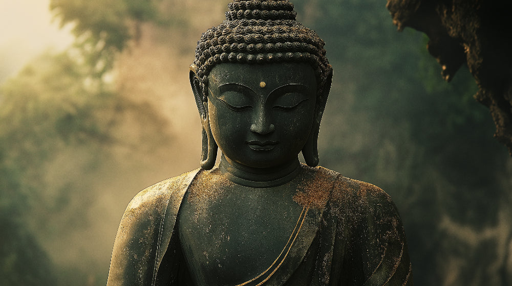 Japanese zen Buddha stone art design file showing detailed texture and peaceful expression