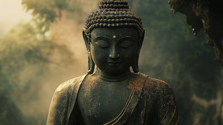 Japanese zen Buddha stone art design file showing detailed texture and peaceful expression