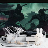 Japanese-themed wall mural showcased in martial arts training room