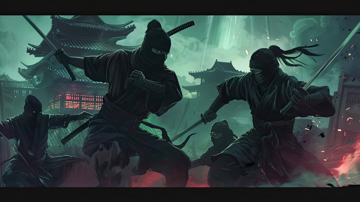 Japanese warrior design file showing detailed emerald green battle scene pattern