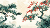 Japanese pine and cherry blossom design file showing intricate pattern details
