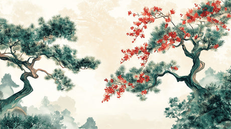 Japanese pine and cherry blossom design file showing intricate pattern details