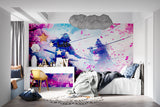 Samurai wall mural bringing epic feel to entertainment room setup