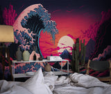 Great Wave Mural bringing Japanese style to meditation room