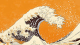 Japanese wave wallpaper design file showing detailed orange Great Wave pattern