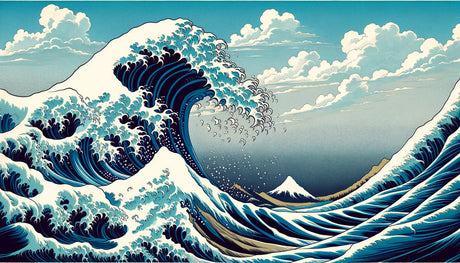 Japanese Wave design file showing intricate wave pattern and Mount Fuji silhouette