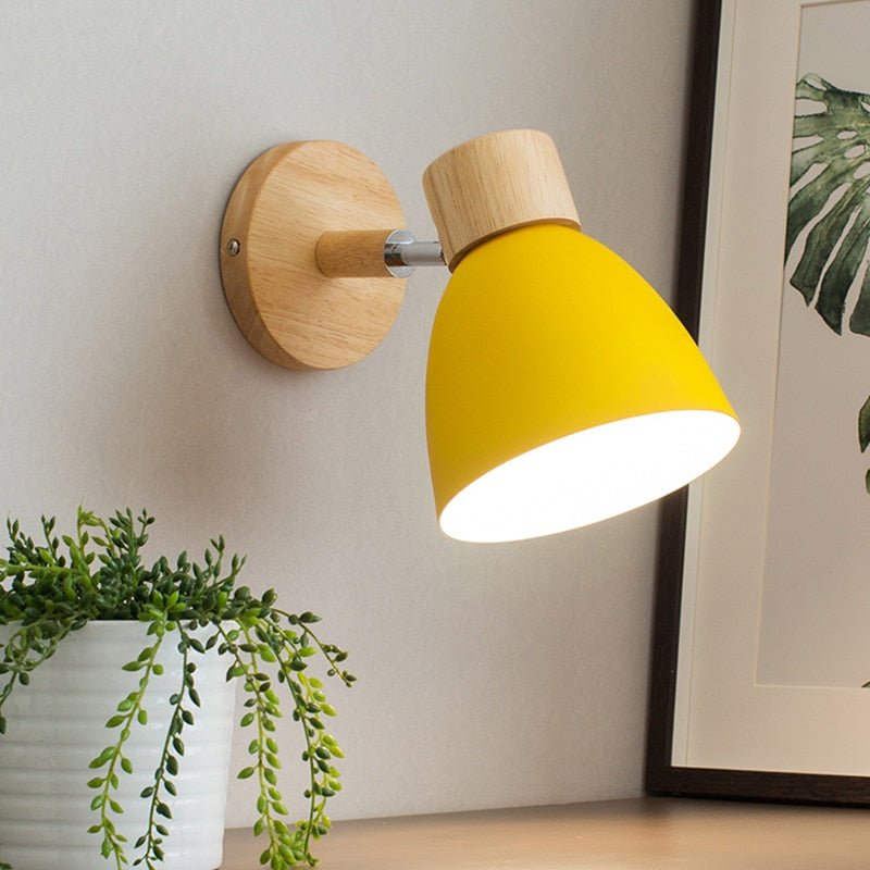 Scandinavian Wall Lamp  Wood and Metal Reading Light - Detailed view