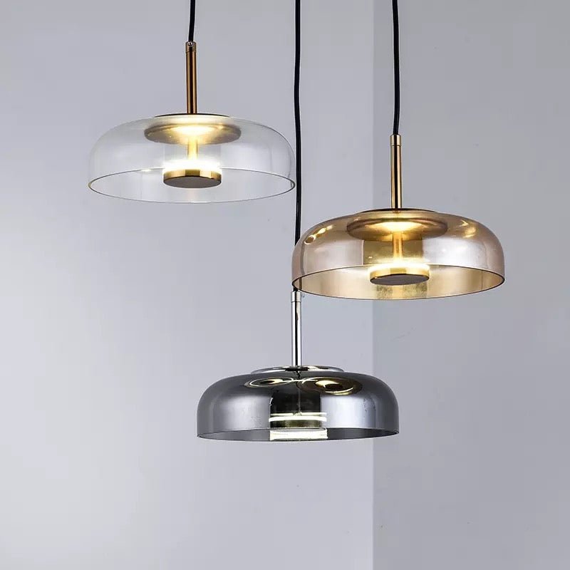 Modern LED Pendant Light  Glass Stone Disc Design - Detailed view
