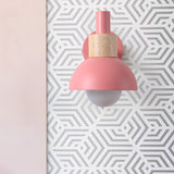 Scandinavian Wall Light  Wood and Metal Dome Design - Product detail 4