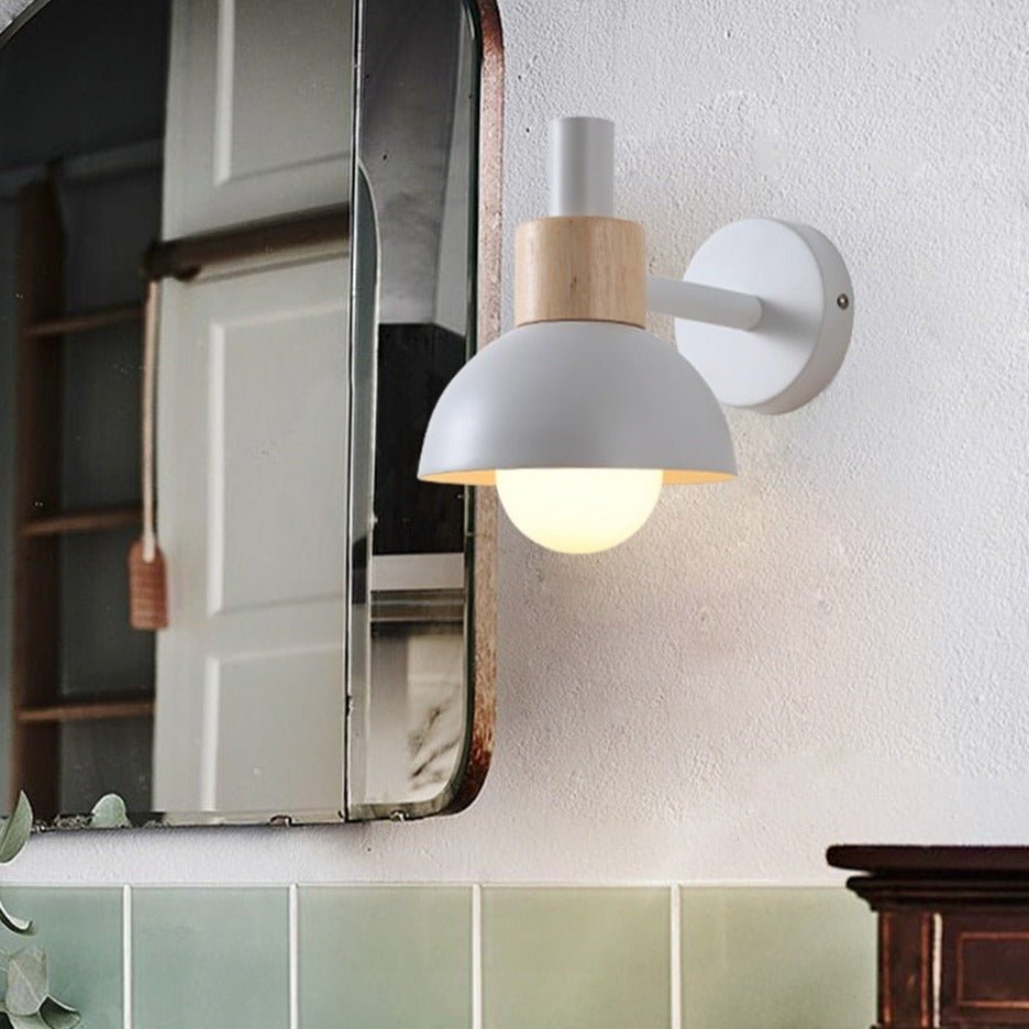 Scandinavian Wall Light  Wood and Metal Dome Design - Product detail 5