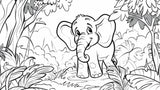 Jungle Animals Mural Wallpaper | Black and White Elephant Design