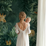 Tropical Animals Mural making a playroom come alive with safari animals and lush greenery