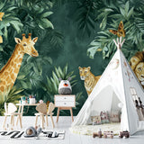 Animal Wallpaper Mural showcased in a modern living room setting with natural light