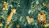 Detailed design file showing the complete jungle animals pattern with lion, tiger, and tropical elements