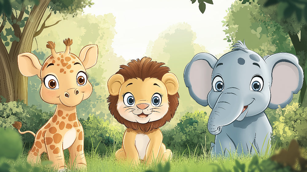Jungle Animals Wallpaper design file showing detailed safari characters and lush forest pattern