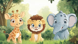 Jungle Animals Wallpaper design file showing detailed safari characters and lush forest pattern