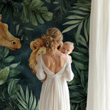Jungle animals mural adding warmth to a modern kids room with safari theme
