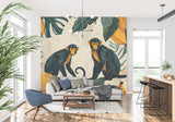 Tropical monkey wall mural creating a playful atmosphere in a children's bedroom
