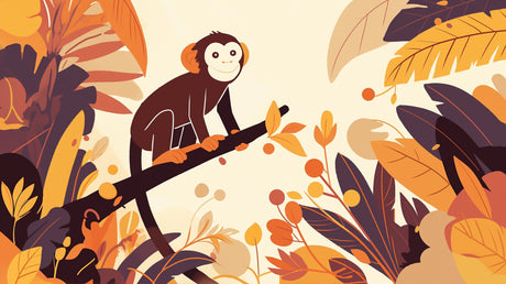 Jungle monkey wallpaper creating a cozy atmosphere in a modern nursery with natural light and wooden furniture