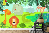 Jungle Animals Wallpaper creating a fun safari atmosphere in a bright nursery with colorful accents