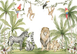 Jungle safari animals design file showing full pattern with lions and monkeys