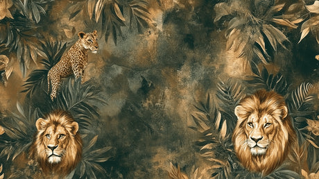 Safari animals wallpaper design file showing detailed lions and leopard pattern