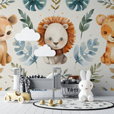 Gentle safari animals mural adding character to a baby's nursery