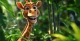 3D Giraffe Jungle Wallpaper design file showing detailed tropical pattern and character artwork