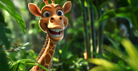 3D Giraffe Jungle Wallpaper design file showing detailed tropical pattern and character artwork