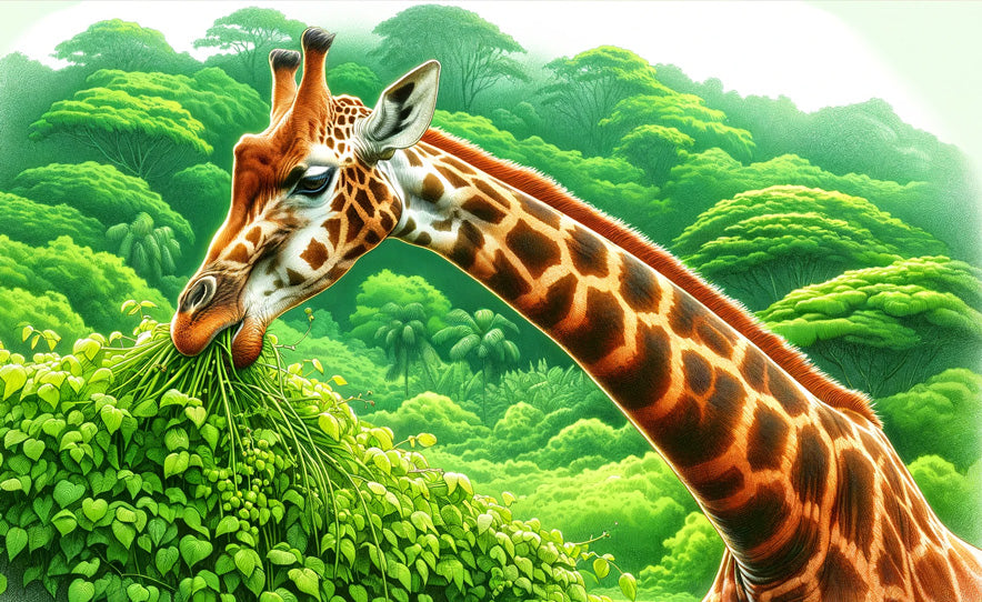 Giraffe and tropical leaves design file showing intricate pattern details and vibrant colors